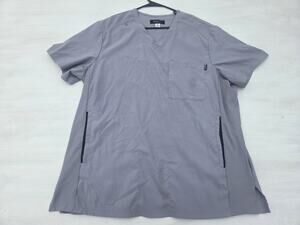 Koi Lite Scrub Top Womens XL Gray Stretch Pockets Medical Nurse Work